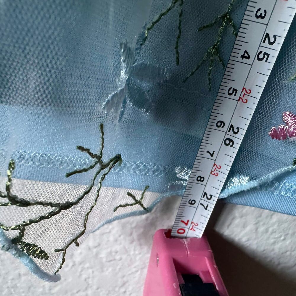 Mesh+Lace Blue Floral Embroidered Mesh Overlay Tank Top-Size M-Fairycore Cottage - Picture 8 of 8